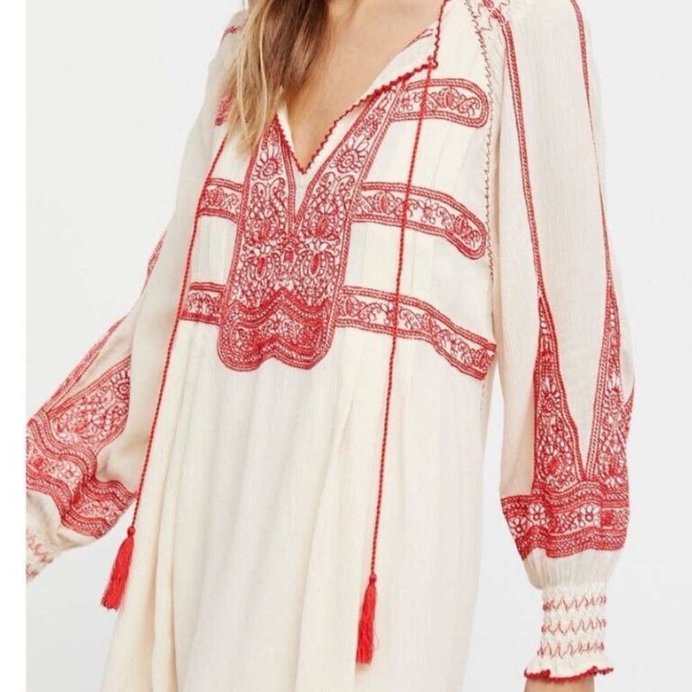 Free People Embroidered Boho Mini Dress